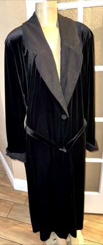 Jasmine Rose Velour W/Paisly & Rope Trim Full Length Robe Sz L cbb