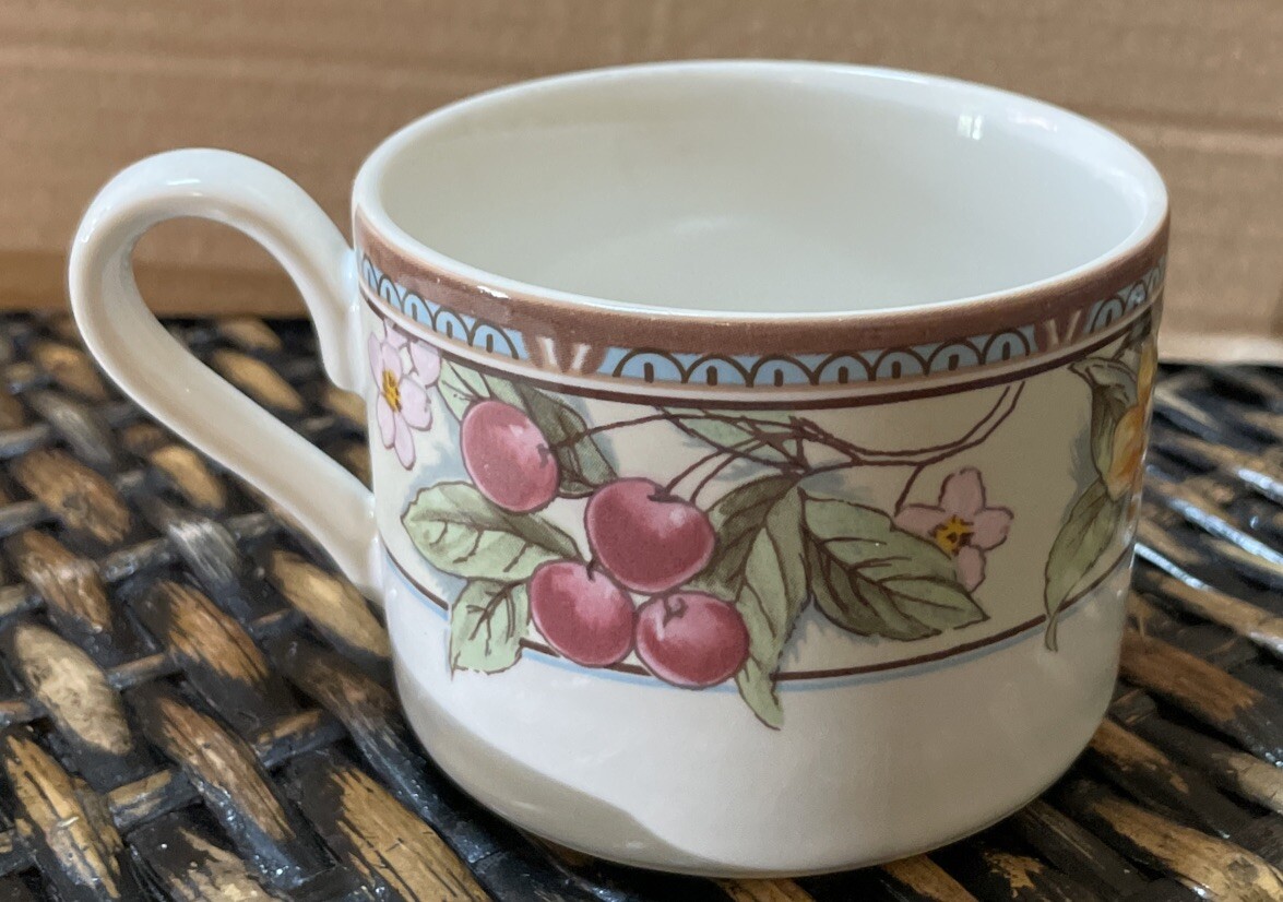 Blossom Flat Bottom Cup Saucer Missono Stoneware #4950 Floral Flower Vtg R1S2