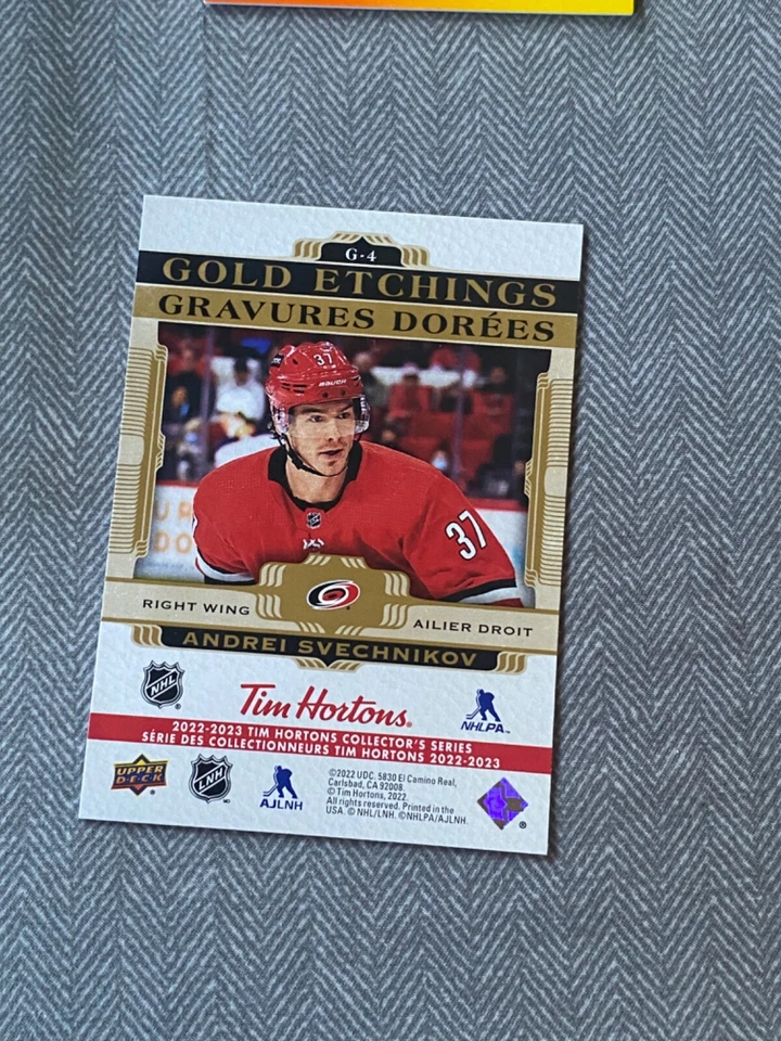 Carolina Hurricanes - Andrei Svechniko - 22/23 UD Tim Horton's - Gold Etchings - Image 2 of 3