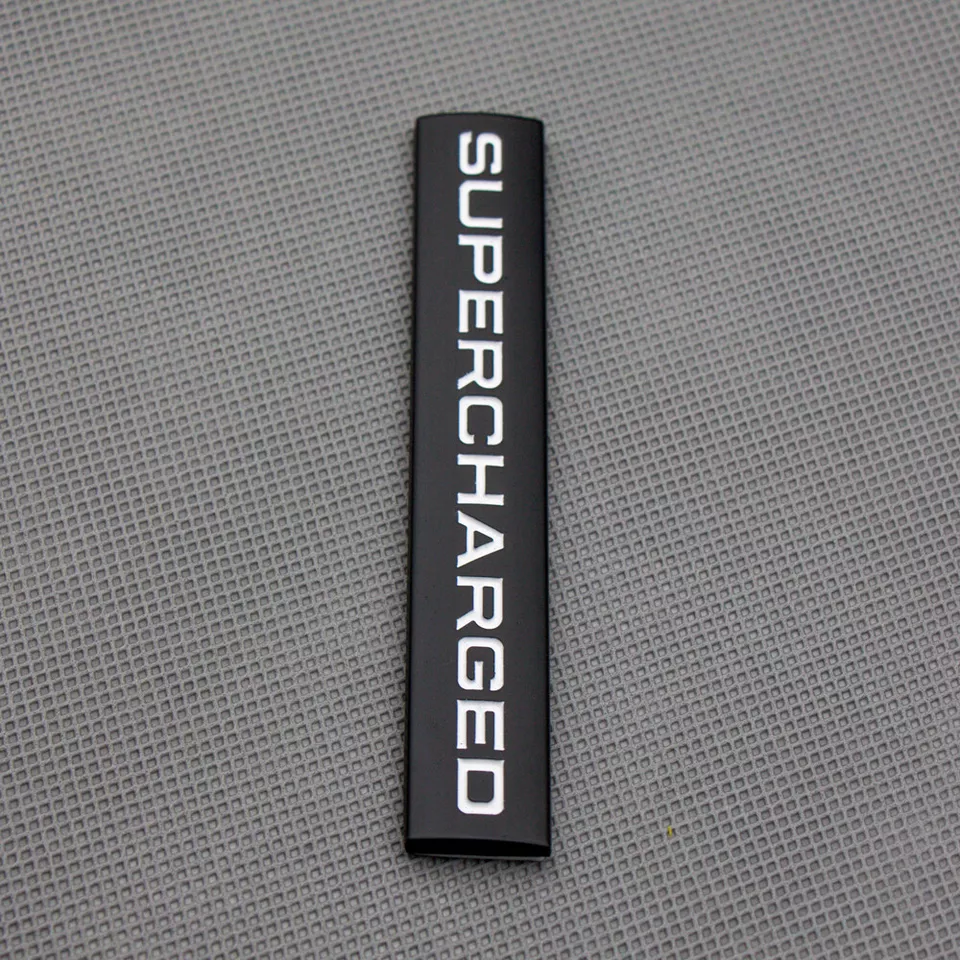 Black & White Metal Supercharged Rear Trunk Emblem V6 V8 Sport Car Fender Badge - Image 4 of 4