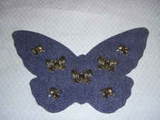 70s VTG Lot of 12 Jeans Denim Nailhead Sew-On-Patch ~ BUTTERFLY Butterflies 6"