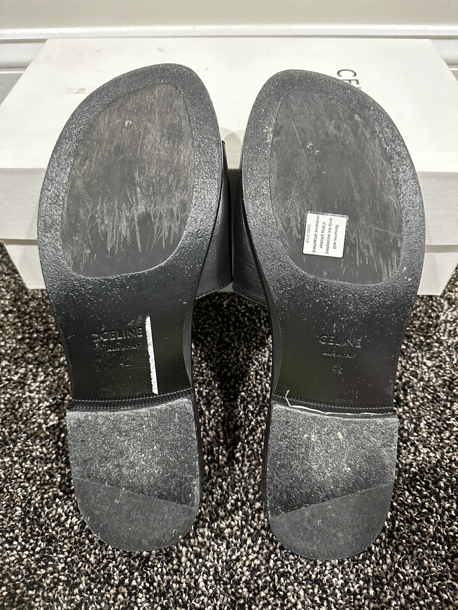 Celine x Hedi Slimane Studded Logo Black Leather Sandal | eBay display picture 3