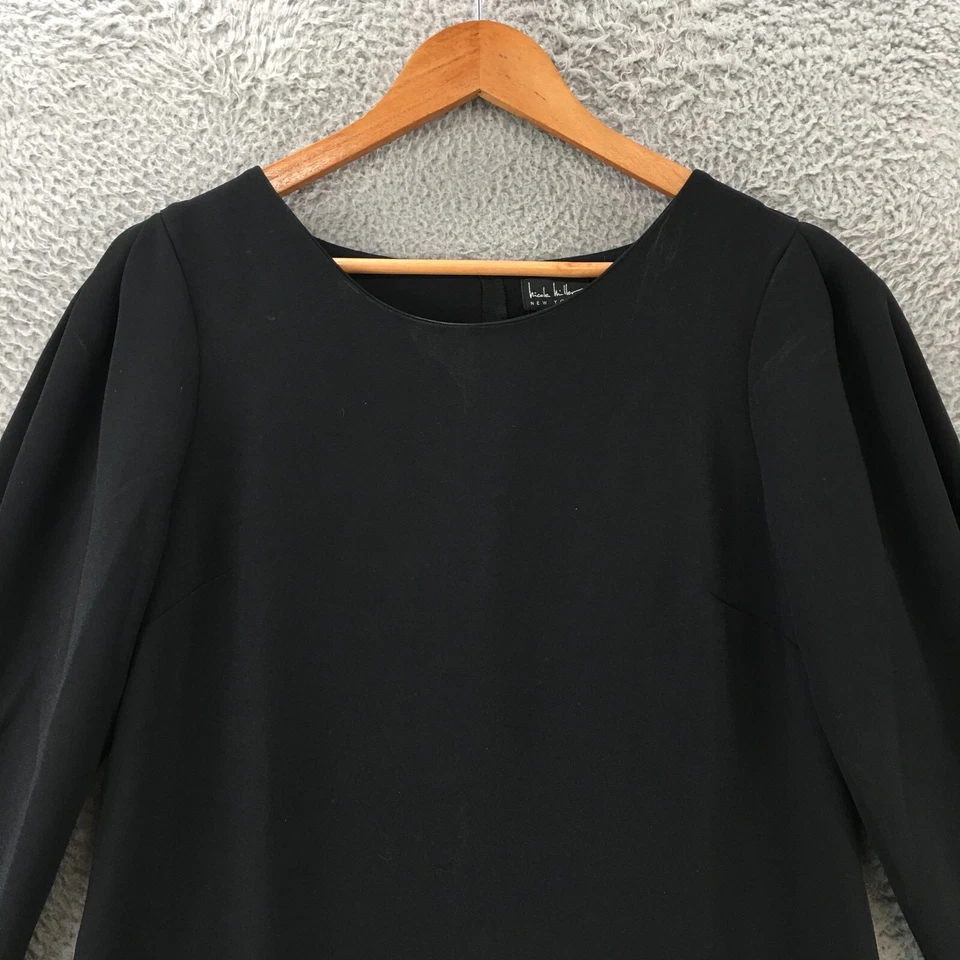 Платье Nicole Miller с длинным рукавом женское 6 черное черное с круглым вырезом сзади на молнии повседневное - Изображение 2 из 4