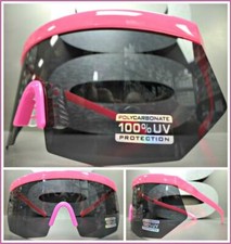 OVERSIZED EXAGGERATED 90s RETRO SPORTY WRAP Style SUN GLASSES XL Neon Pink Frame