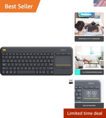 K400 Plus Wireless Touch Keyboard with Built-in Touchpad for Home Entertainment