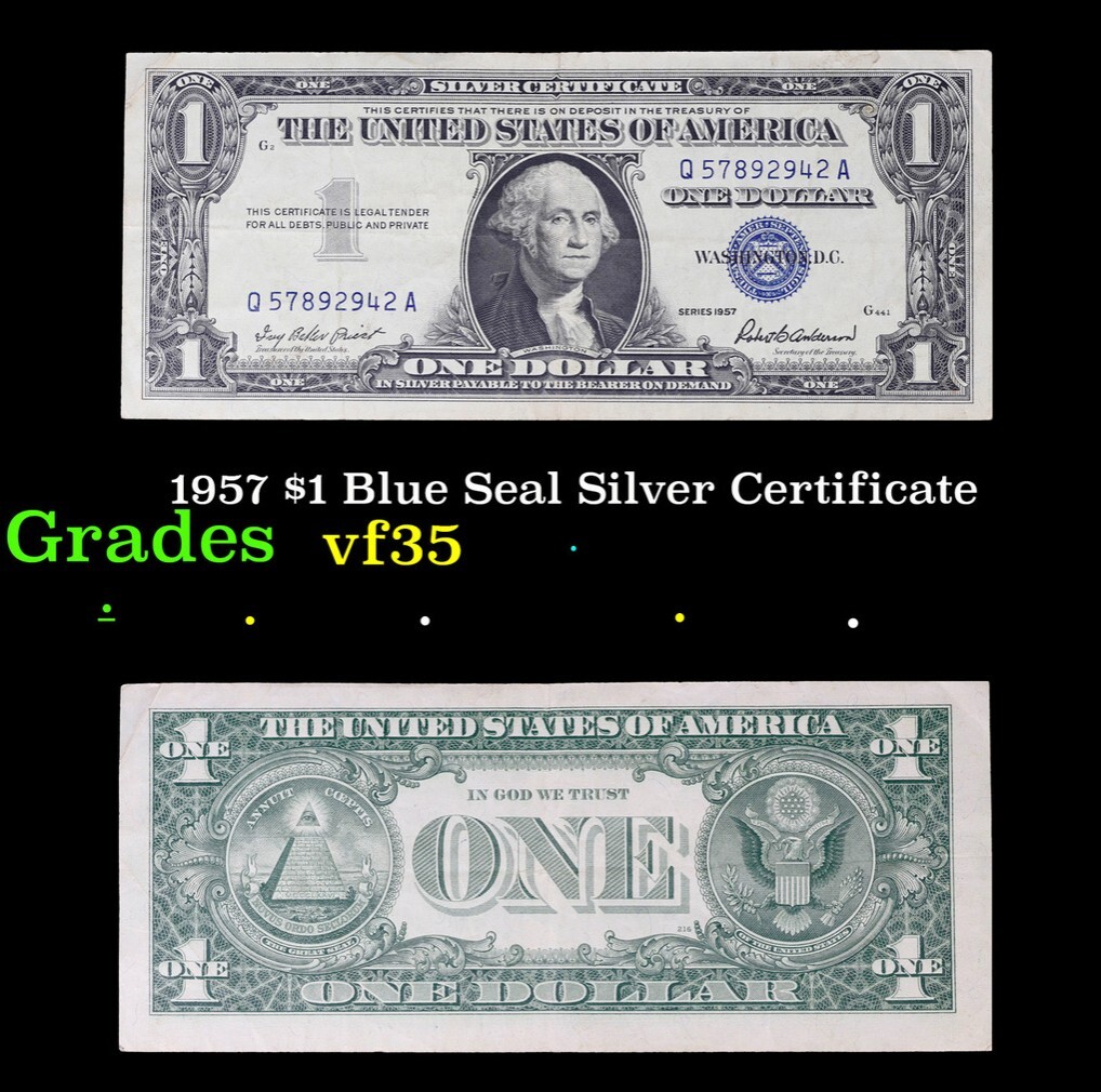 確認お願いいたします！ 1957 $1 Blue Seal Note, SILVER CERTIFICATE United States - Grade