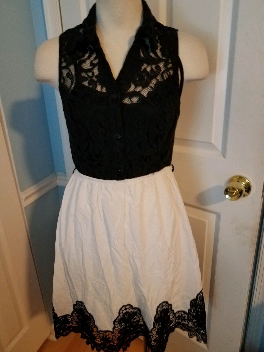 Black White Lace Accent Dress M Black White Lace Accent Dress M