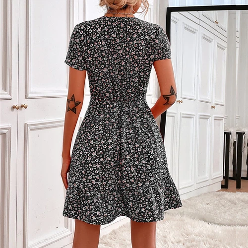 Damen Boho Strand lose Blumen Sommerkleid S-2XL Damen Sommer Urlaub Kleid - Bild 15 von 24