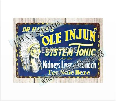 Haile's Ole Injun System Tonic native American metal tin sign living room