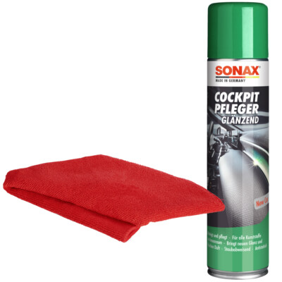 Sonax Cockpitreiniger Cockpitpflege glänzend 400ml New Car + Mikrofasertuch