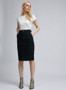 denim black midi skirt