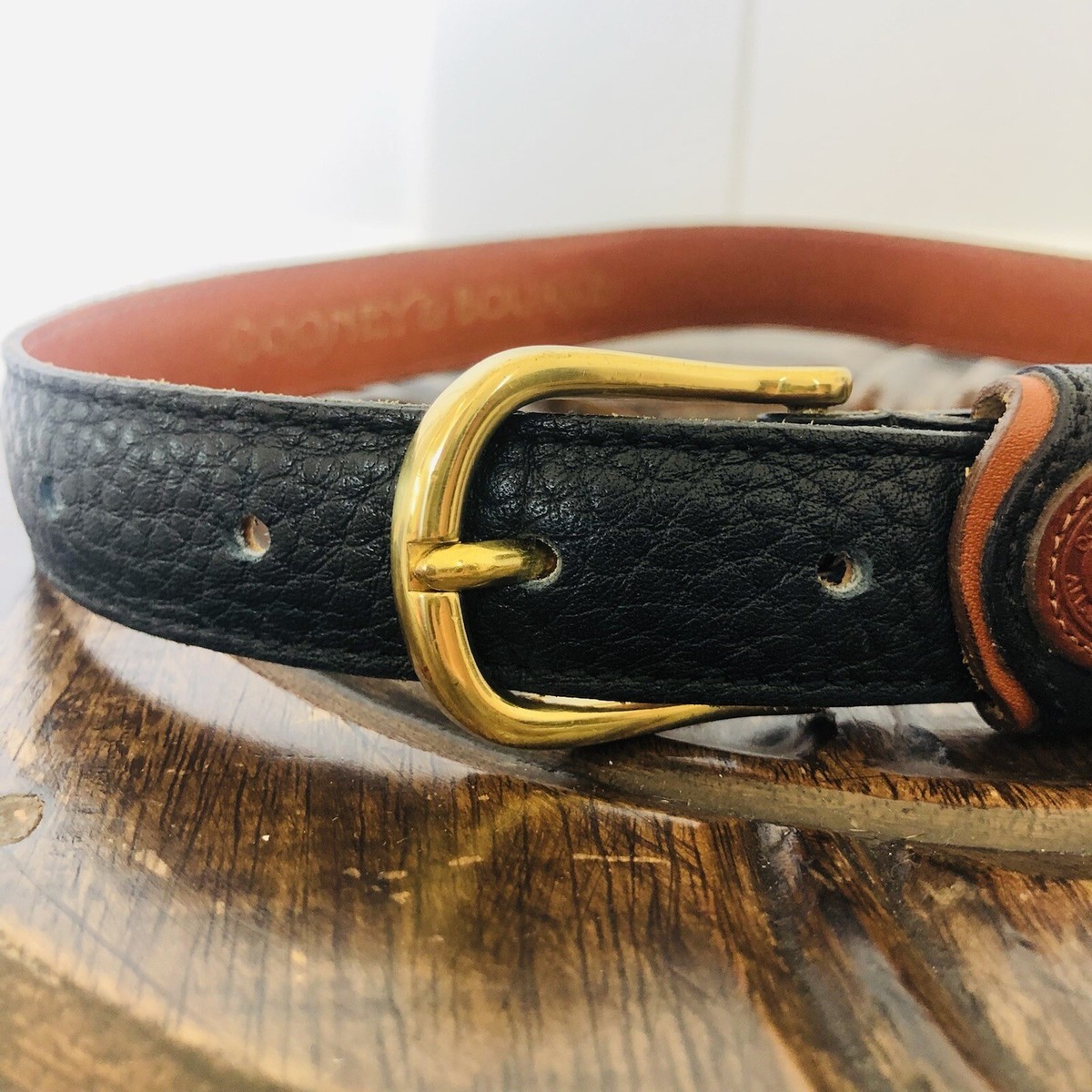 VTG Dooney Bourke Black Pebbled All Weather Leather Belt  display picture 3
