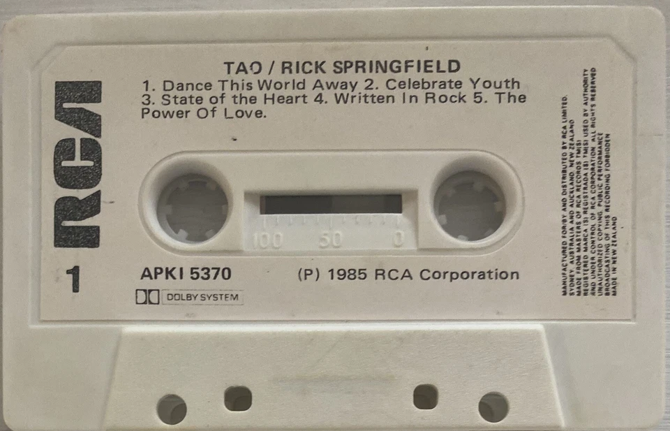 Rick Springfield Tao New Zealand Cassette - Image 3 of 4