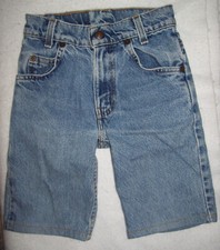 Youth Sz. 7 Levi Strauss  Co. 550 RELAXED DENIM JEANS CUTOFF SHORTS: ORANGE TAB