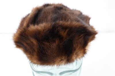 Vintage 40s 50s Streetwear Genuine Fur Pillbox Hat Cap Brown Womens Size 25 USA Vintage 40s 50s Streetwear Genuine Fur Pillbox Hat Cap Brown  main image 2