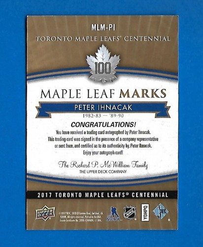 2017-18 TORONTO MAPLE LEAFS CENTENNIAL LEAF MARKS AUTOGRAPH & AKA CARD SEE LIST - Picture 72 of 91