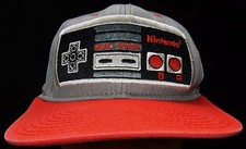 Vintage NINTENDO 80s Pop Snapback Trucker Hat Gray  Red NES Controller