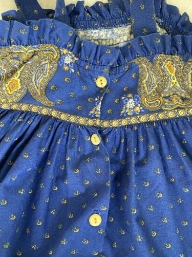 Vestido de sol Sam Le Lezard meninas verão babados azuis/amarelos tamanho 4. 100% algodão  - Imagem 4 de 4