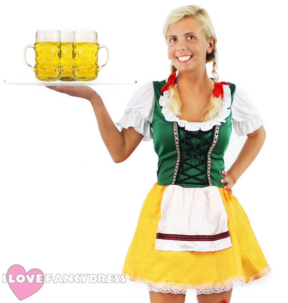 BAVARIAN BEER GIRL COSTUME OKTOBERFEST FANCY DRESS WOMENS GERMAN MAID WENCH