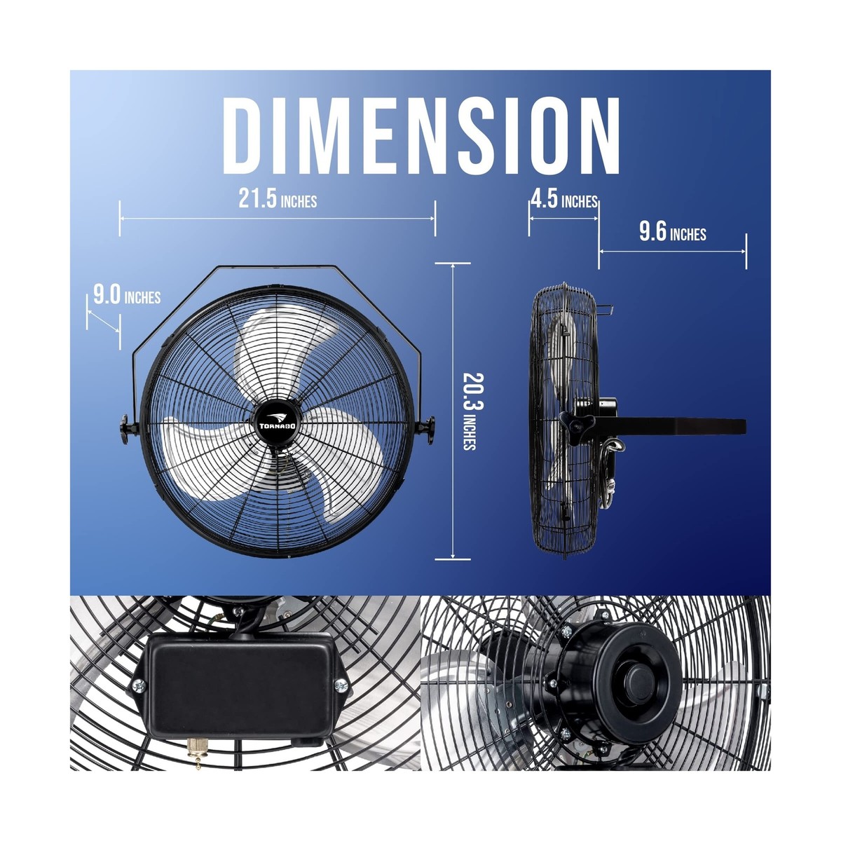 Tornado - 18 Inch High Velocity Industrial Wall Fan with TEAO