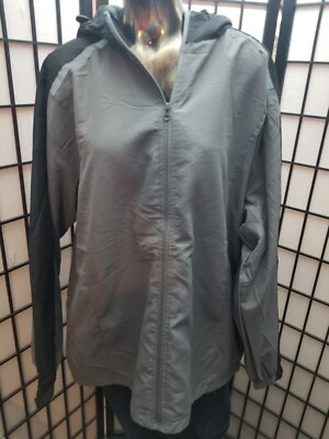 Mack Russo Black Gray Hooded Jacket Windbreaker Size Large NWT