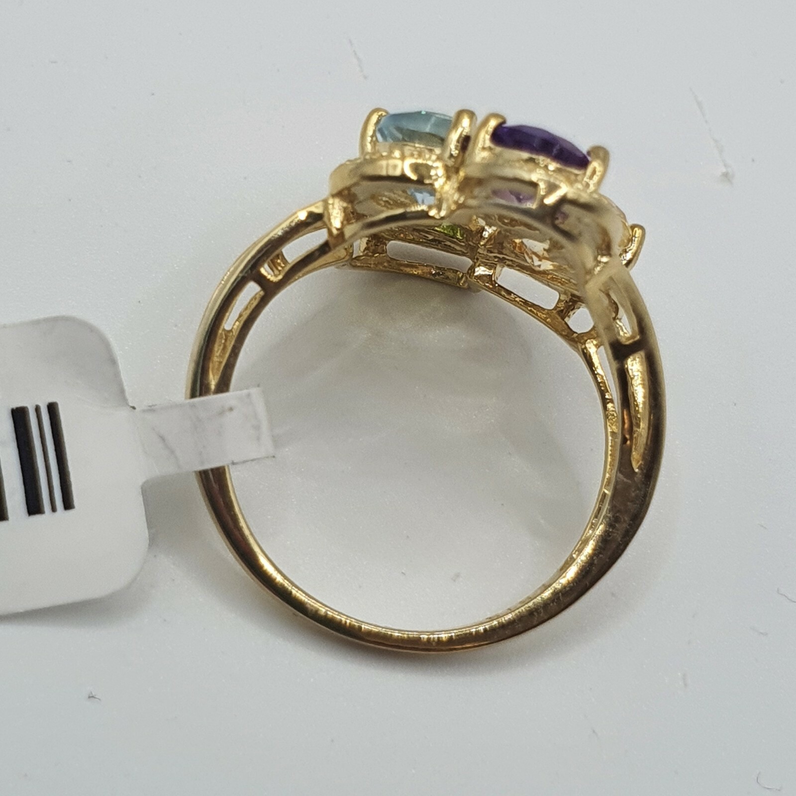 Photo 10 of Sterling Silver Multi Gemstone Ring, Gold Plated Size M , R187