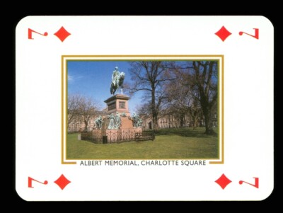1 x Spielkarte Edinburgh ALBERT MEMORIAL CHARLOTTE SQUARE 7 Diamanten Q76