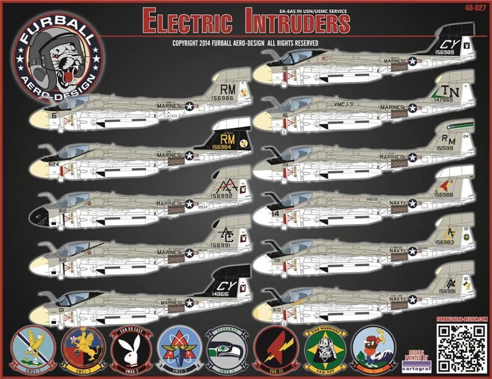 Furball Aero Design 1/48 Decals for the EA-6A Electric Intruders US Navy/USMC - 48027 Furball Aero Design 1/48 Decals for the EA-6A Electric Intruders US Navy/USMC - 48027