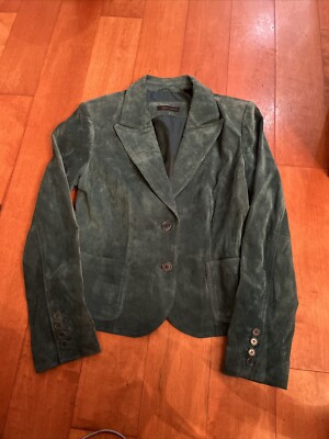 Women s Suede Jacket Leather Dark Green/Teal Women's Large By Context