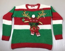 Ugly Christmas Sweater XL 33 Degrees Reindeer Rudolph Sunglasses Bells