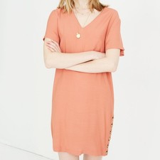 Madewell Women's Side-Button Easy Dress Sweet Dahlia Size S