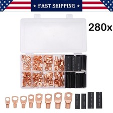 280PCS Car Copper Lug Ring Terminals Cable Electrical Wire Crimp Connectors Kit