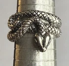 3D SNAKE Biker Ring 925 Sterling Silver Rattler Diamond Back Chunky Sz: 9