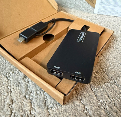 StarTech USB-A USB-C to Dual HDMI Adapter, 4K30 + 1080p, Windows MacOS
