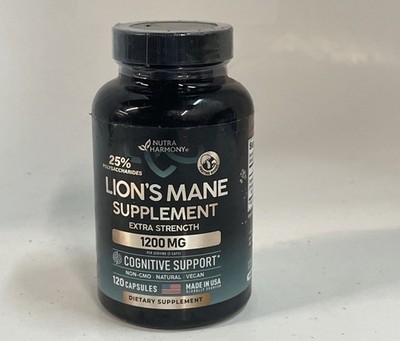 Nutra Harmony Lion's Mane Supplement - 1200mg - 120 Capsules - EXP 6/26