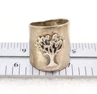 Vintage 925 Sterling Silver Tree of Life Ring MEXICO Navajo Sz7 Wide 11gr Women