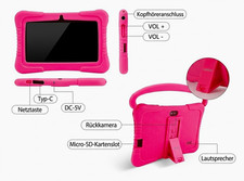 7 Zoll Kinder-Tablet rosa IPS 1024x600 USB-C MicroSD Rückkamera