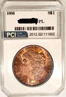 1886-P Gem BU PL Proof-like Frosty Rainbow  Toned Morgan Dollar