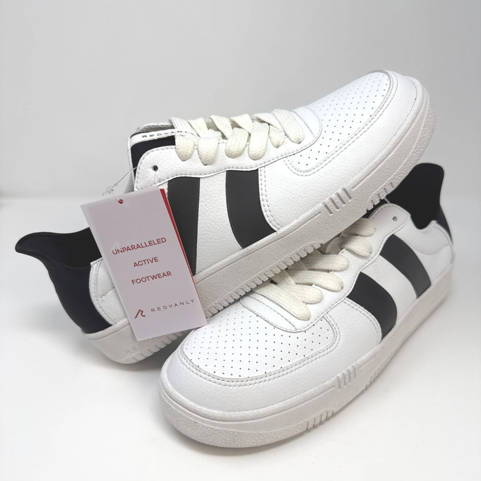 Redvanly Contender Mens 11 Tux White Black Leather Athletic Sneakers S2502 NEW