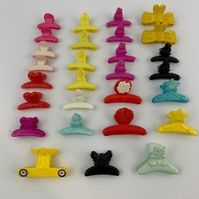 Vintage Colorful Small Hair Claw Clips Lot - Bows Stars Airplane Horse Hearts
