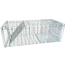 Live Animal Trap Cage, 59“ Foldable Humane Live Trap Cage for Foxes, Coyotes