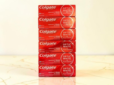 Lot of 6 Colgate Optic White Stain Fighter Whitening Toothpaste Fresh Mint 3.8oz