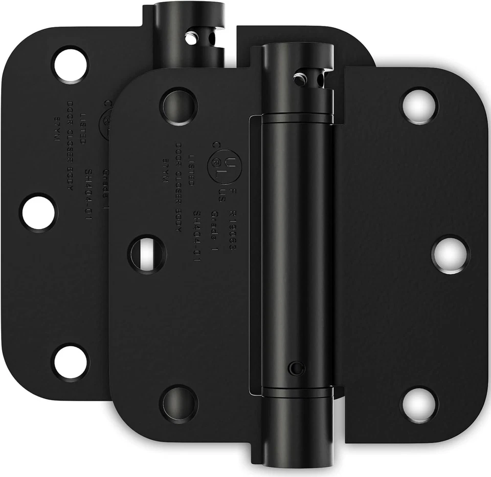 Self Closing Door Hinges 2 Pack Matte Black Spring Hinges Adjustable Tension - Image 3 of 4