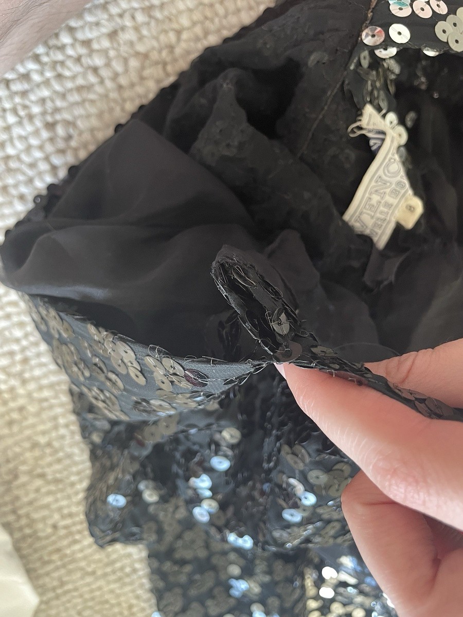 Vintage XS Givenchy F/W 1980 Documented Black Silver Sequin Dress