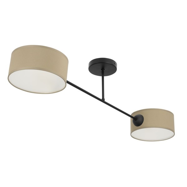 Deckenleuchte Wohnzimmer Stoff Schwarz Dunkelbeige E27 L:80 Cm Deckenlampe Flur-image