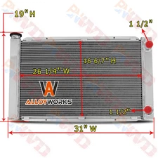 31" x 19" 2 Row Core Aluminum Radiator For Chevy SBC 350 Double Pass Universal