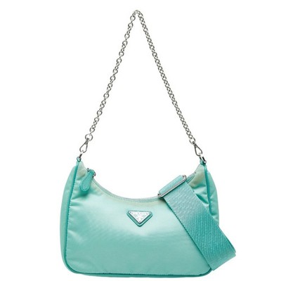 Prada Triangle Logo Plate Chain Handbag/Shoulder Bag, 2-Way, Light... GZl1e1ko