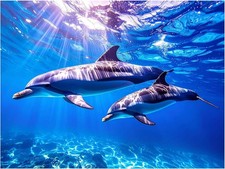Tile Mural Ocean Dolphins Underwater Marine Life Kitchen Bathroom Art Backsplash