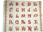 Cranston Very Important Bears Alphabet Squares Quilt Crib Red 2 Panels Cotton
