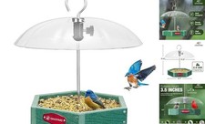 Large Platform Bird Feeder Outdoor Hanging, Adjustable Dome Squirrel Green